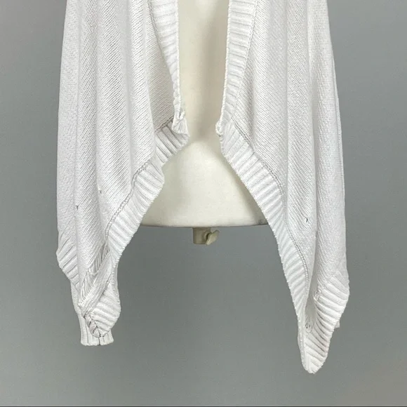 Central Park West Womens White Open Front Cardigan Sweater Distressed size XS
